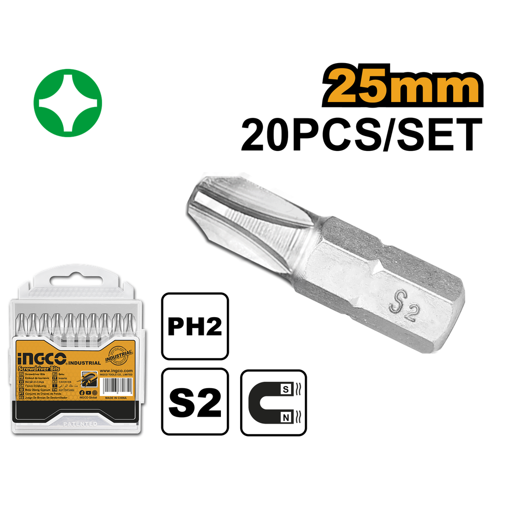 PUNTA DESTORNILLADOR PH2 25MM SET 20PCS  (copia)