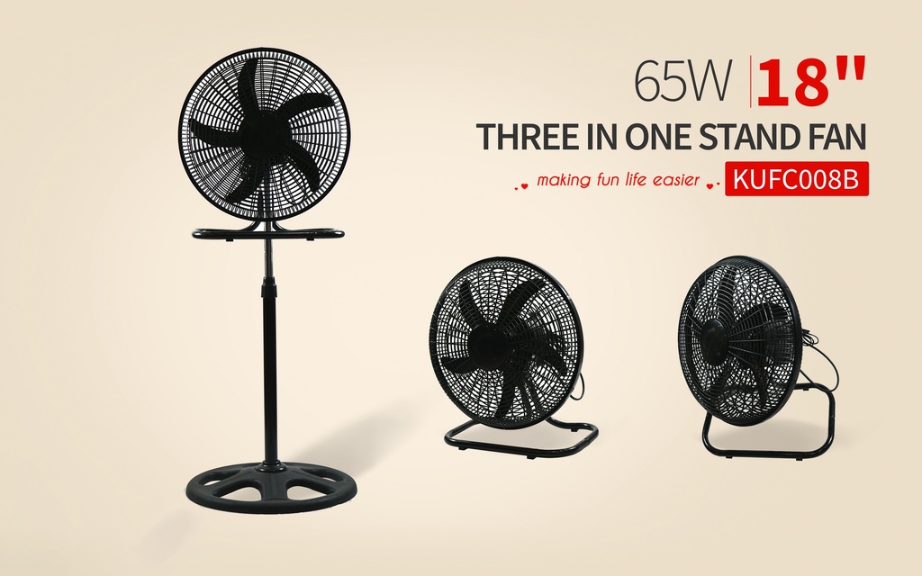 ABANICO PEDESTAL 18" 65W 3 EN 1