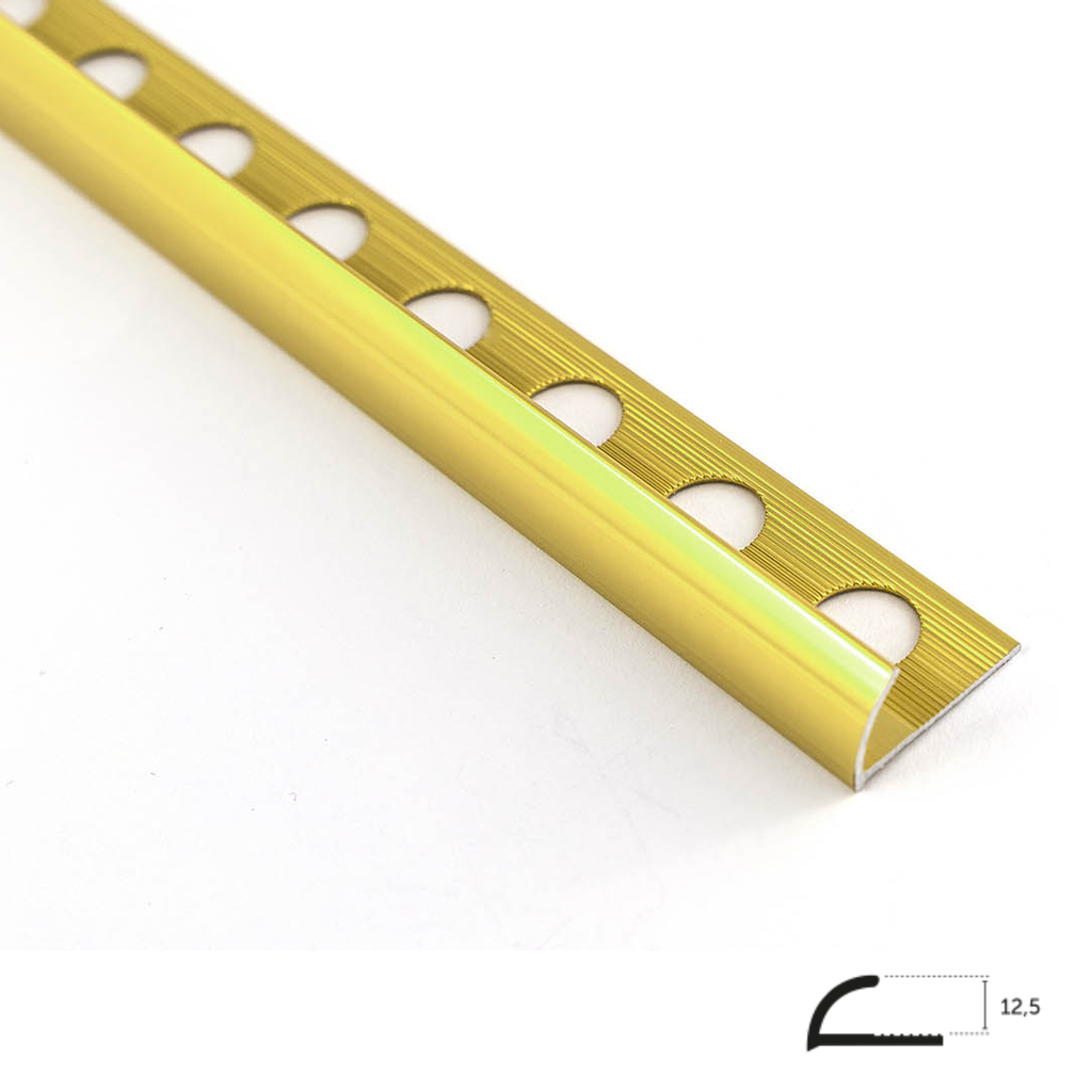 PERFIL ALUMINIO 12,5 mm ORO BRILLO CLARO 2,6 ml.