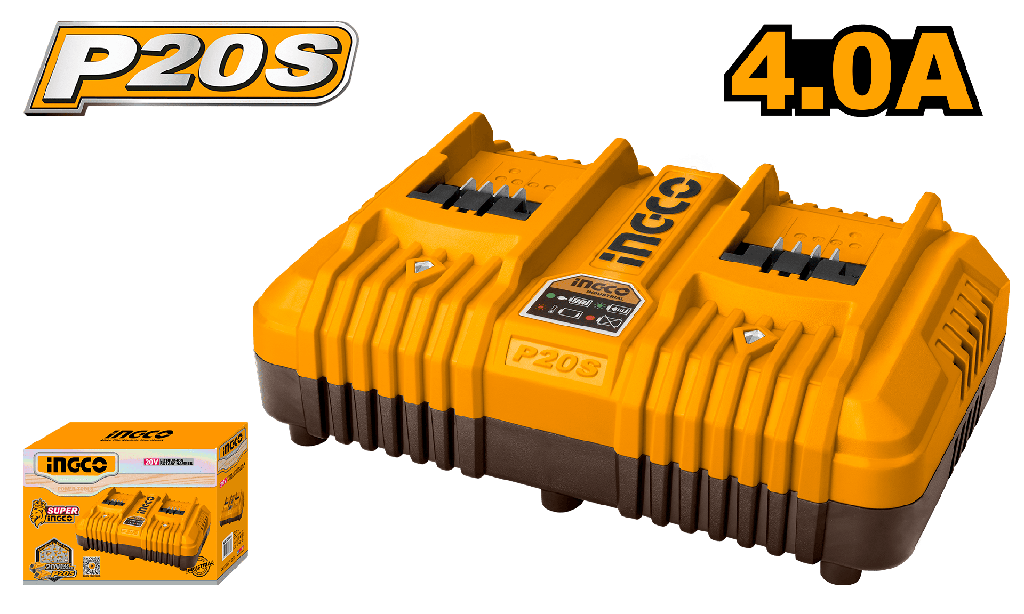 CARGADOR INTELIGENTE DOBLE BATERIA 20V 4A