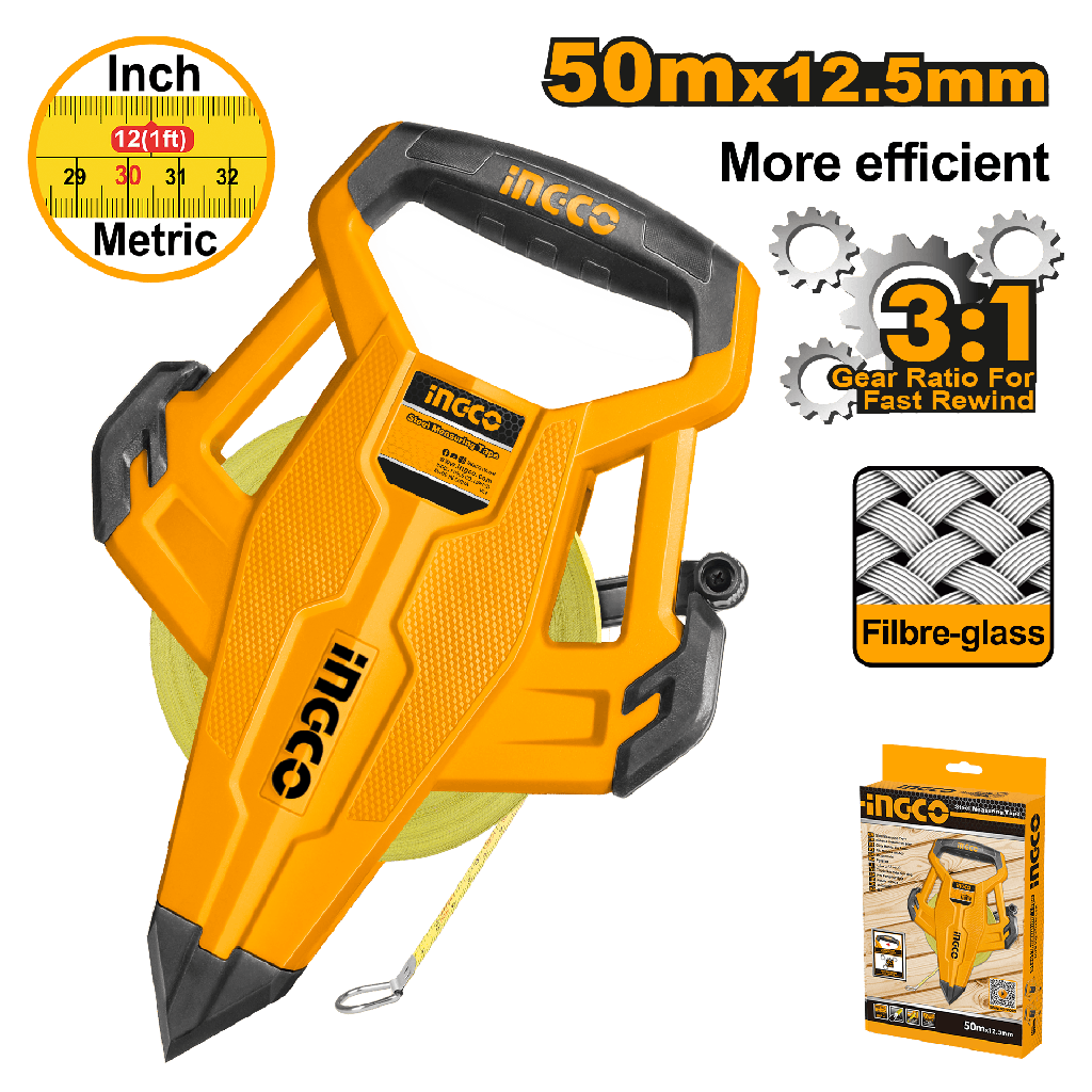 CINTA DE MEDIR DE FIBRA 50M X 12.5MM