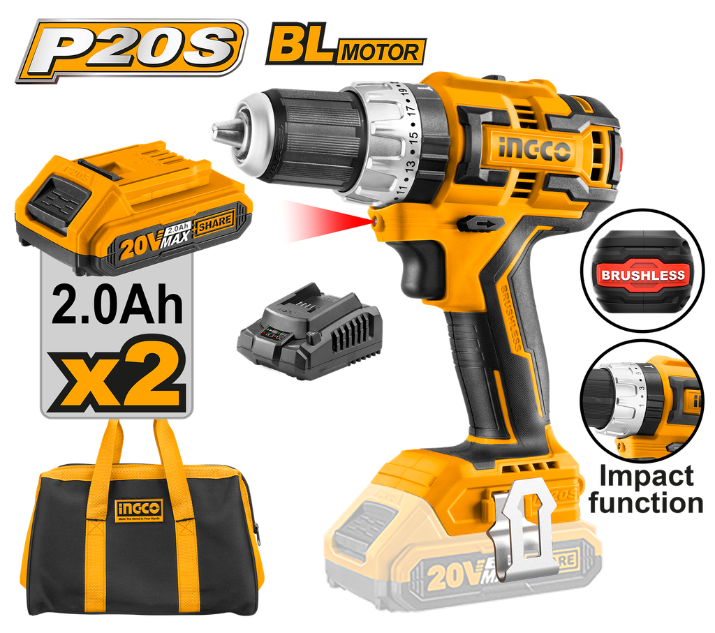 TALADRO IMPACTO 1/2" LIT-ION BL 20V