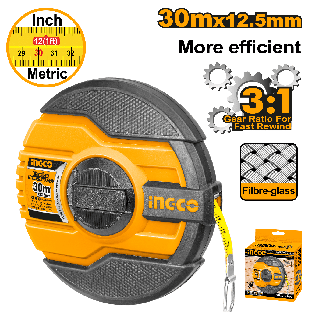 CINTA DE MEDIR DE FIBRA 30M X 12.5MM