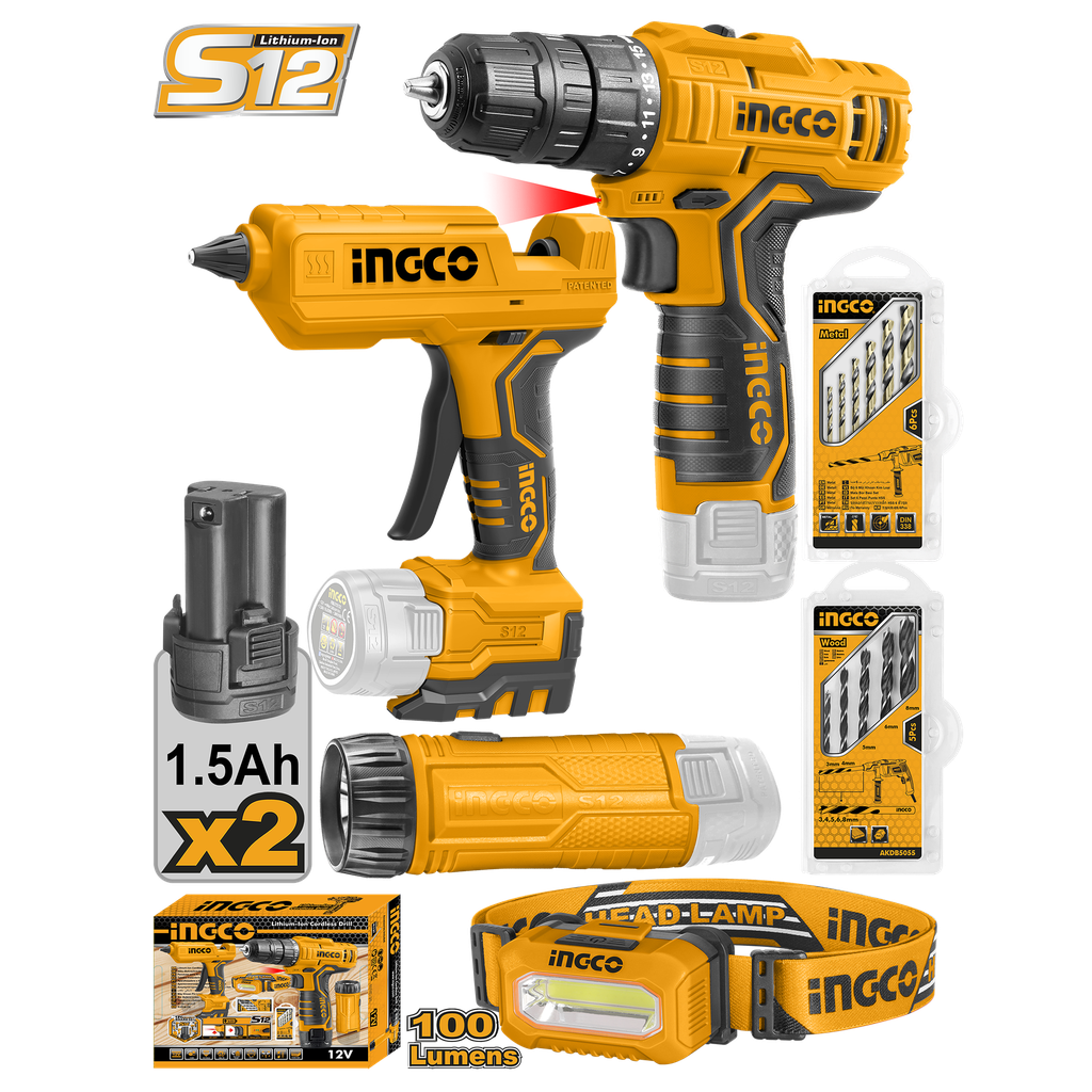 COMBO INGCO LITIO TALADRO, LINTERNA