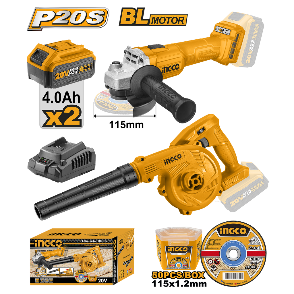 COMBO INGCO ESMERILADORA, SOPLADORA