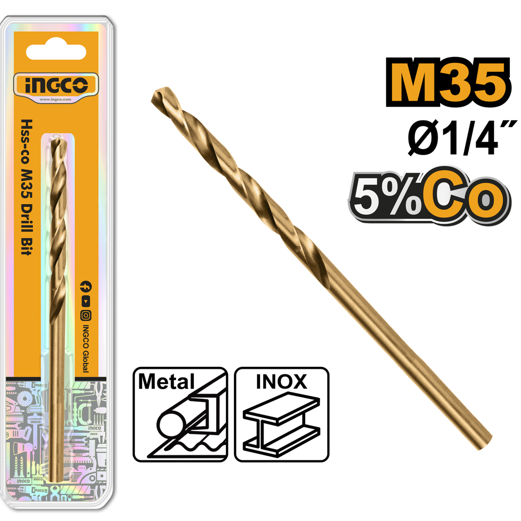 BROCA DE HSS COBALTO M35 PARA METAL 1/4"