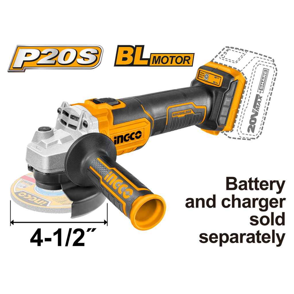 ESMERILADORA ANGULAR 20V BL 4-1/2"