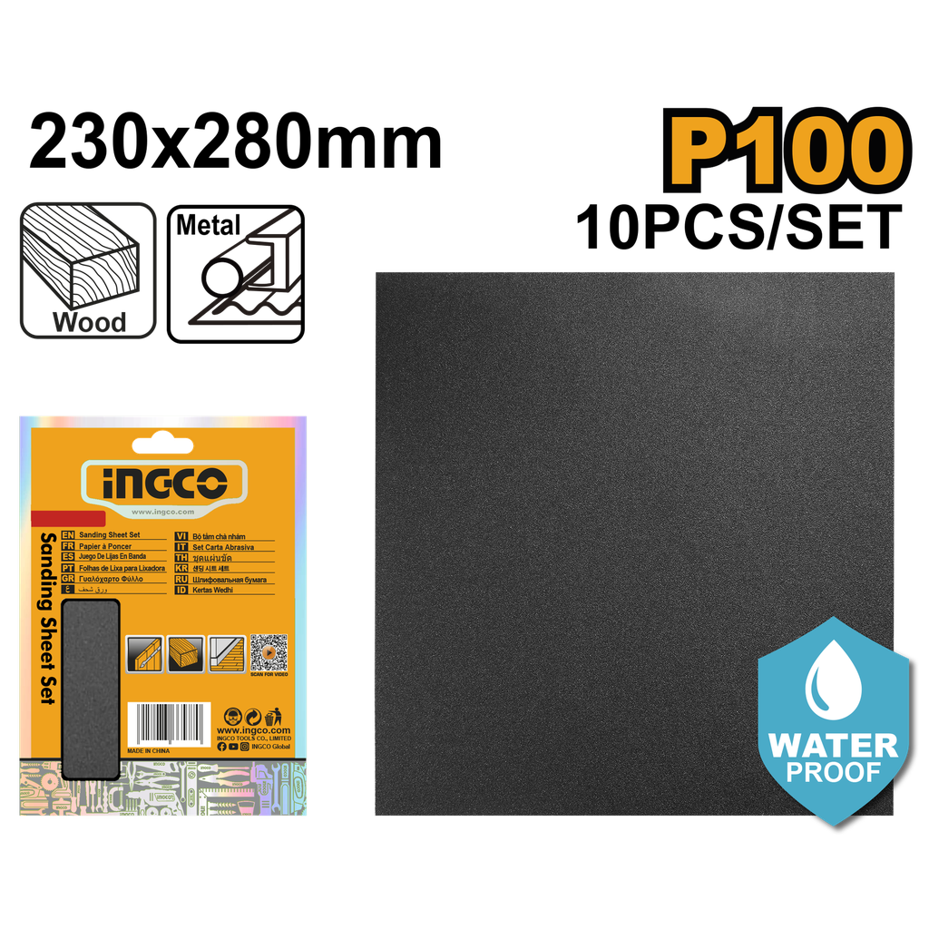 LIJA DE AGUA SET 10PCS INGCO