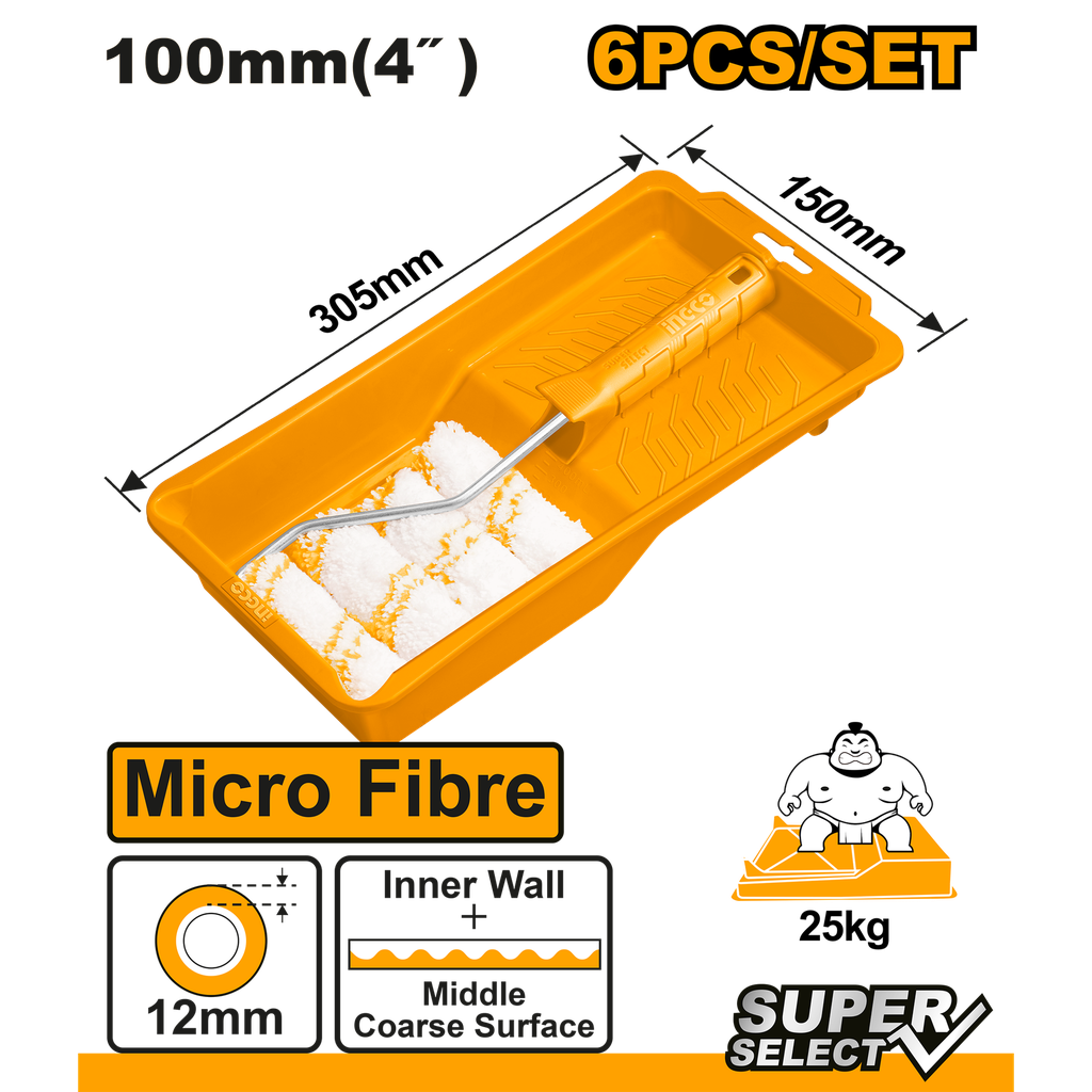 RODILLO MICROFIBRA 4" SET 6 PCS