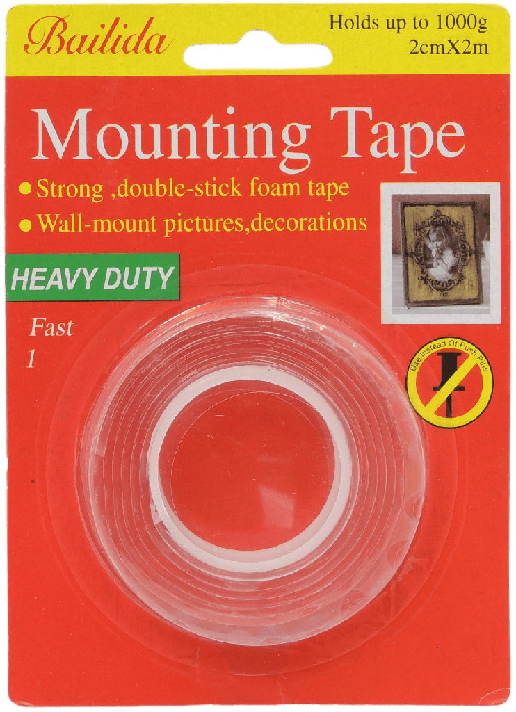 CINTA DOBLE CONTACTO MULTI USO  TRANSPARENTE 2cmX2m MOUNTING TAPE