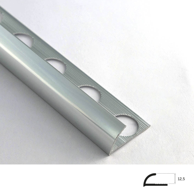 PERFIL ALUMINIO 12,5 mm PLATA BRILLO 2,6 ml.