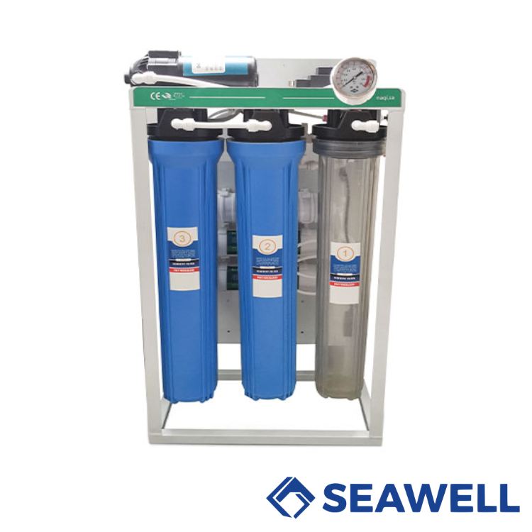 Sistema de Ósmosis Inversa Comercial de 5 Etapas con Stand Metálico y Medidor RO-200 110V SEAWELL