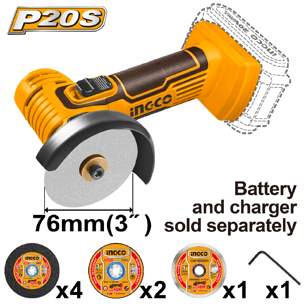 MINI ESMERILADORA 3" 20V 