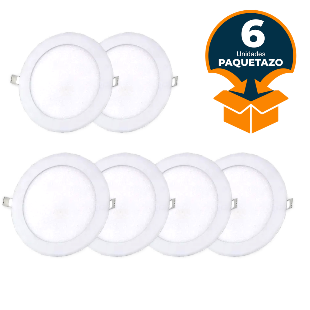 PAQUETAZO - LAMPARA LED WELLUX 9W REDONDO - 6 UNIDADES 