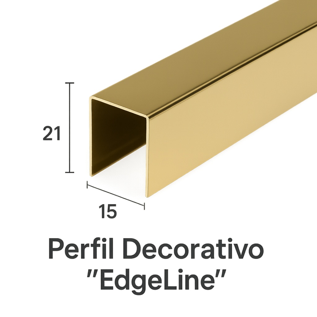 PERFIL DECORATIVO ACERO INOX EDGELINE TIPO U 15x21x300