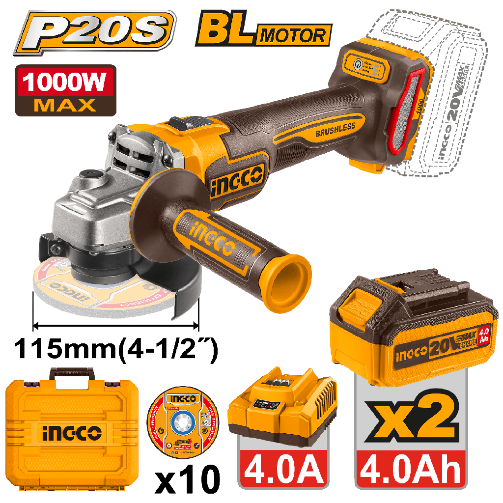 ESMERILADORA INALAMBRICA 1000W 4-1/2"