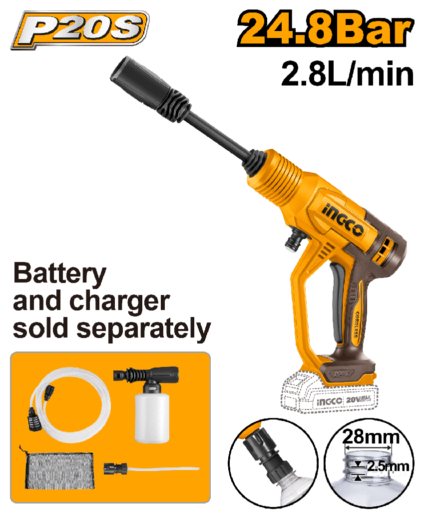 HIDROLAVADORA INALAMBRICA 24.8bar 20V 