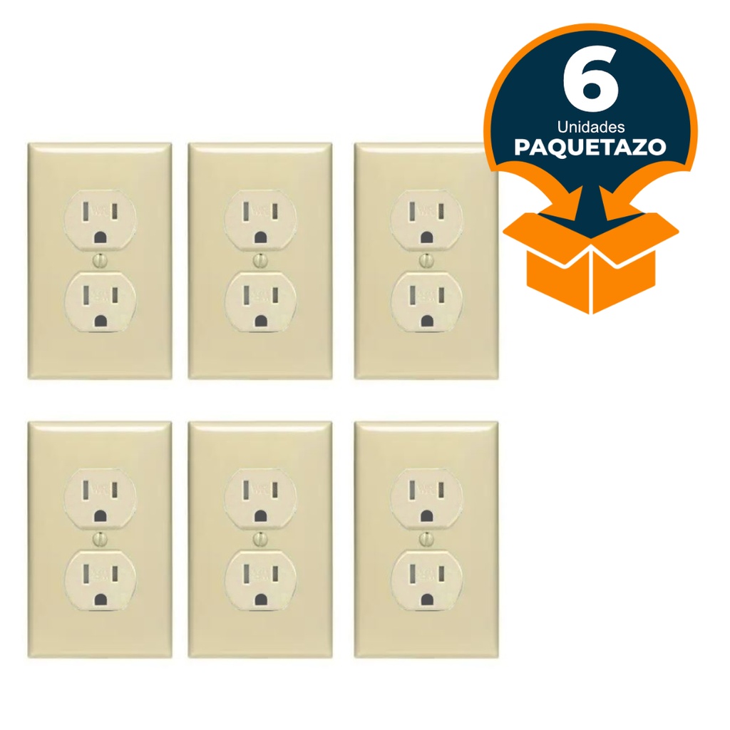 PAQUETAZO - TOMA CORRIENTE CON TAPA CREMA U03 - 6 JUEGOS 