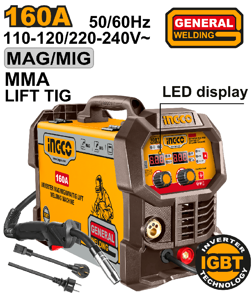 MAQUINA DE SOLDAR INVERTER MAG/MIG/MMA/TIG LIFT 110V/220V 160A 