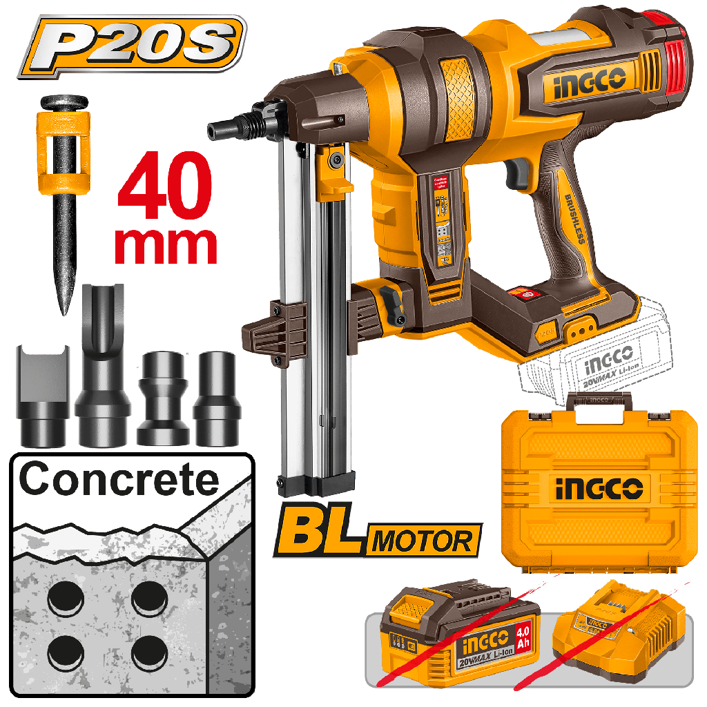 CLAVADORA P/CONCRETO 20v CLAVOS 19-40mm