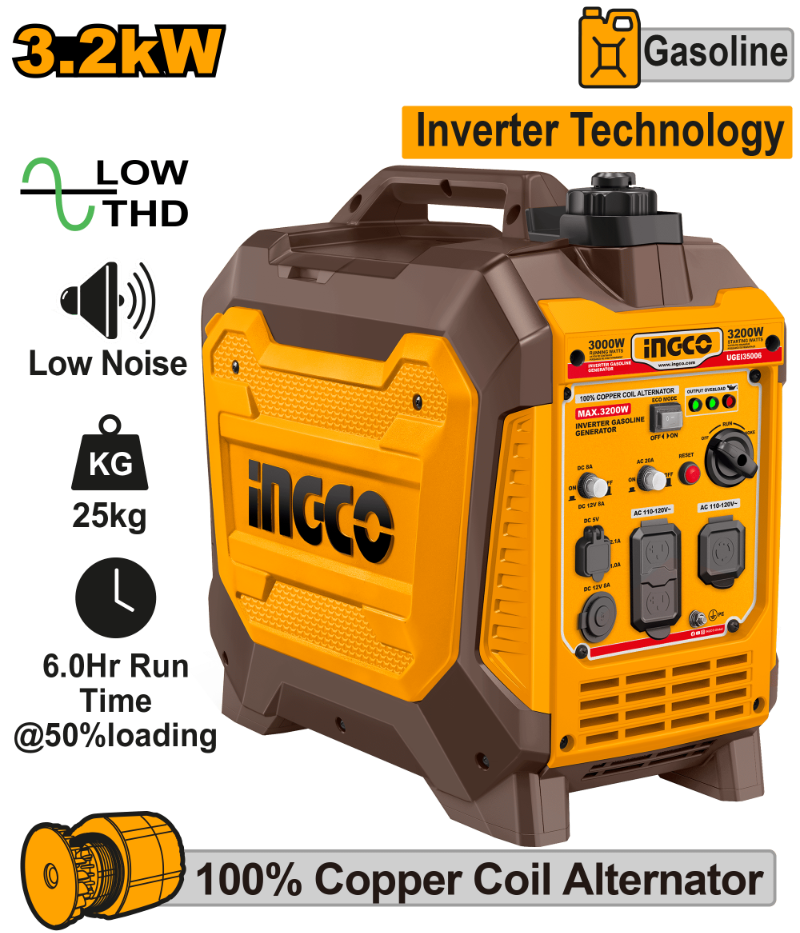 GENERADOR GASOLINA INVERTER 3.2KW 6.3L 4 TIEMPO