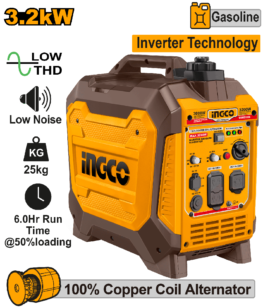 GENERADOR GASOLINA INVERTER 3.2KW 6.3L 4 TIEMPO