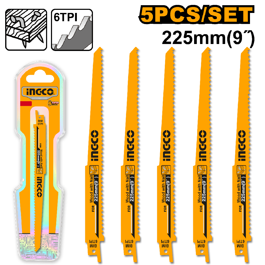 SET 5 PCS PARA SIERRA SABLE MADERA 9" 6TPI 
