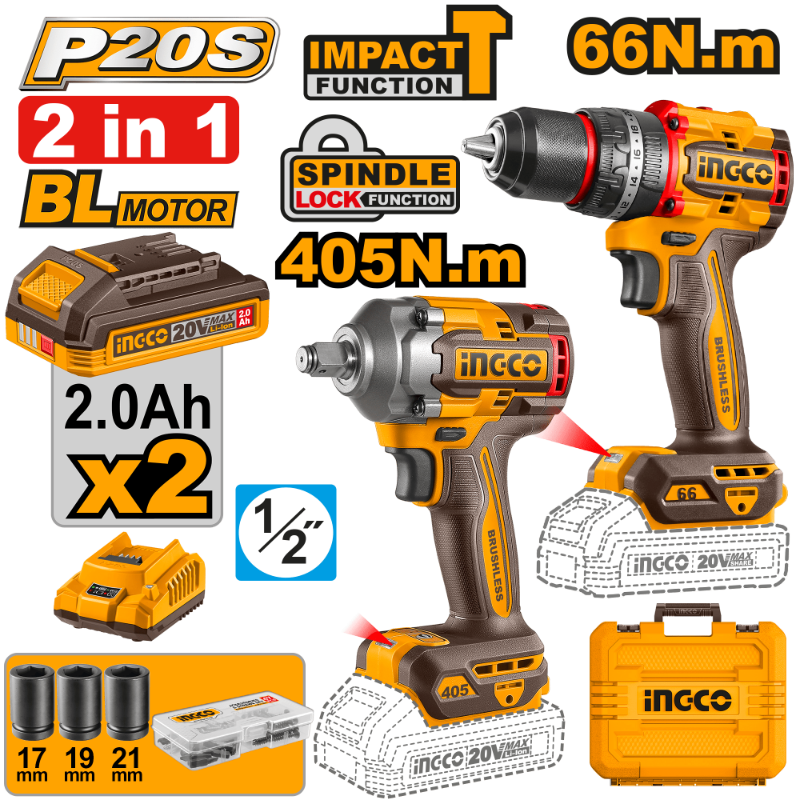 COMBO TALADRO + LLAVE IMPACTO 20V