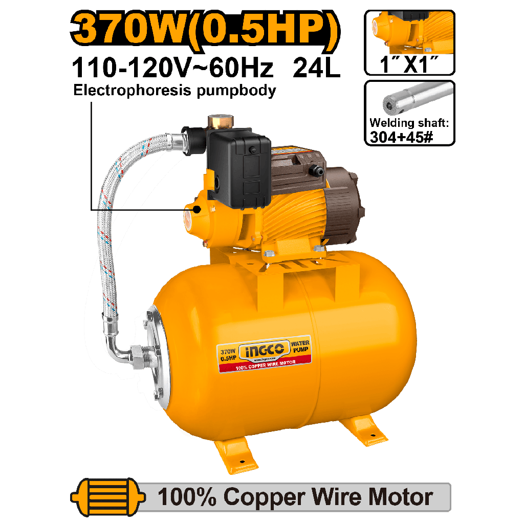 BOMBA AUTOMATICA  370W 0.5HP TANQUE 24L