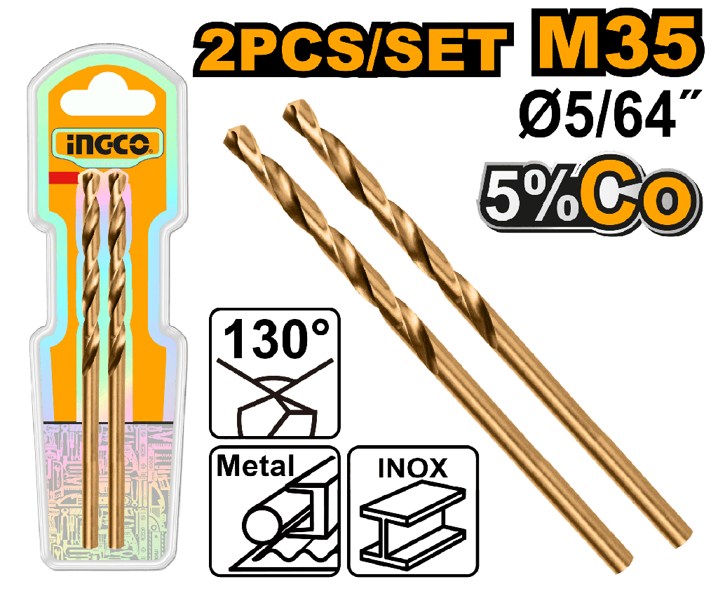 BROCA DE HSS COBALTO M35 PARA METAL 5/64" SET 2 PCS