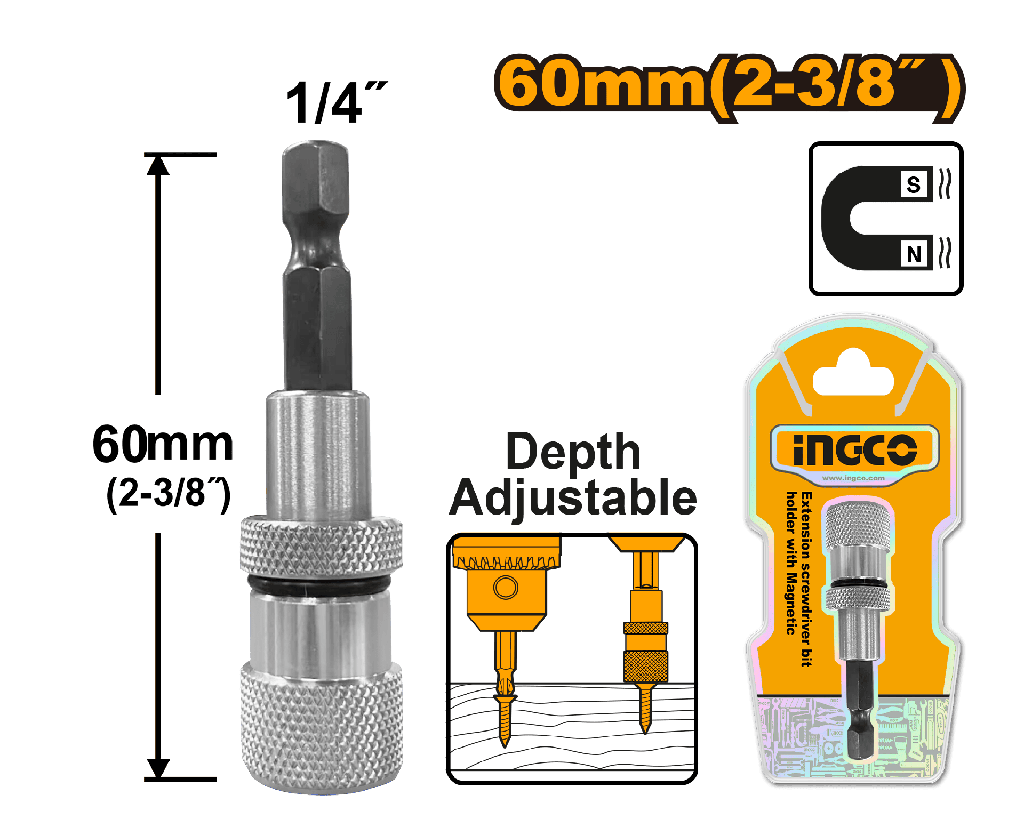 ADAPTADOR MAGNETICO 1/4" X 60 MM P/ATORNILLADOR