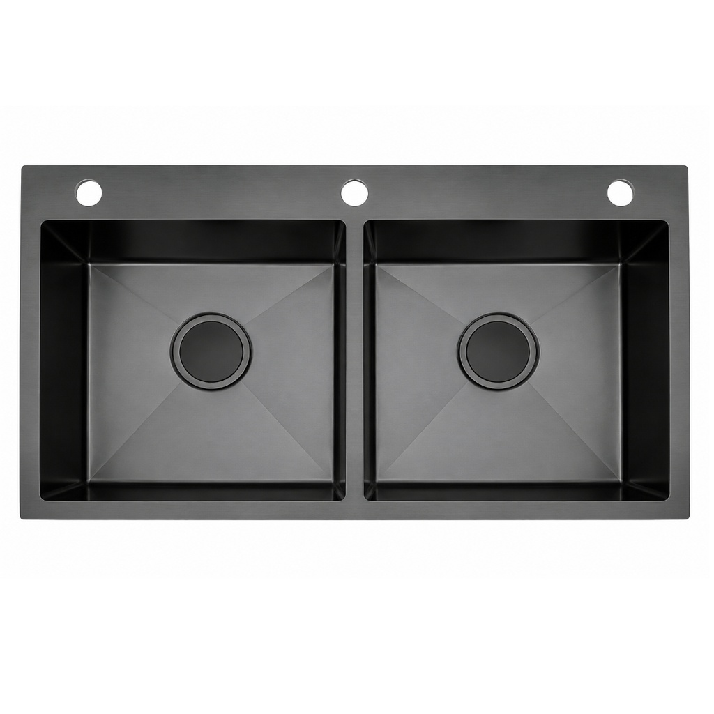 FREGADOR DOBLE NANO BLACK (8245) 82CM X 45CM X 22CM 