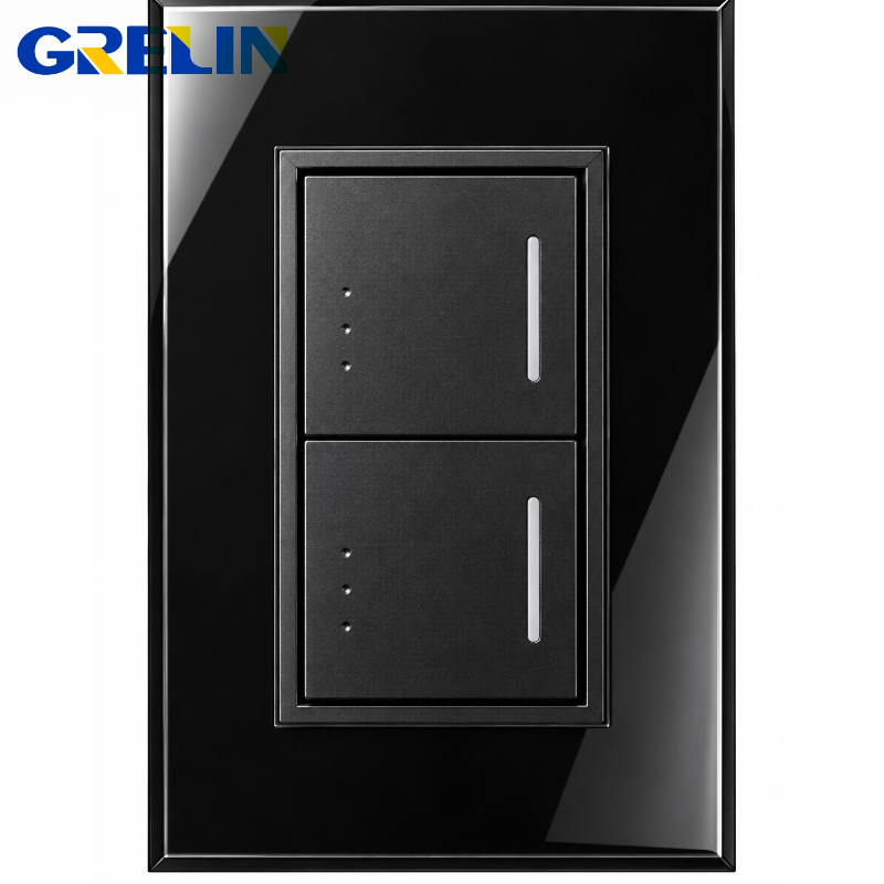 INTERRUPTOR DOBLE NEGRO REF.Q8-02/2 GRELIN