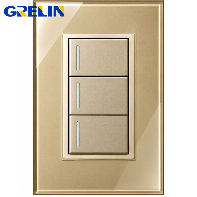 INTERRUPTOR TRIPLE CHAMPAGNE REF.Q2-03 GRELIN  