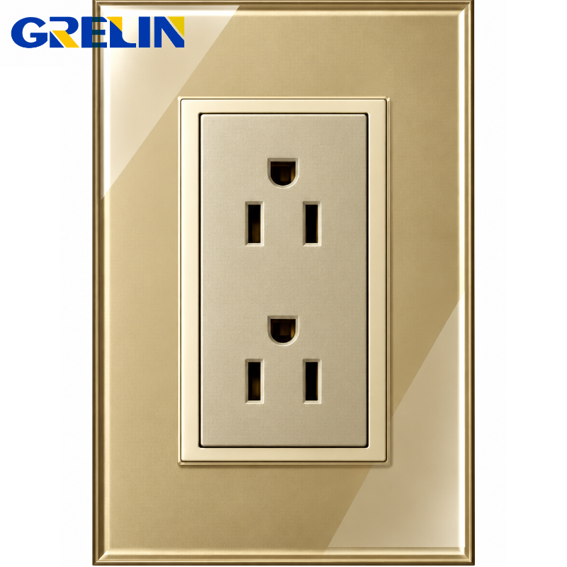 TOMA CORRIENTE GLOSSY CHAMPAGNE REF.Q2-06 GRELIN
