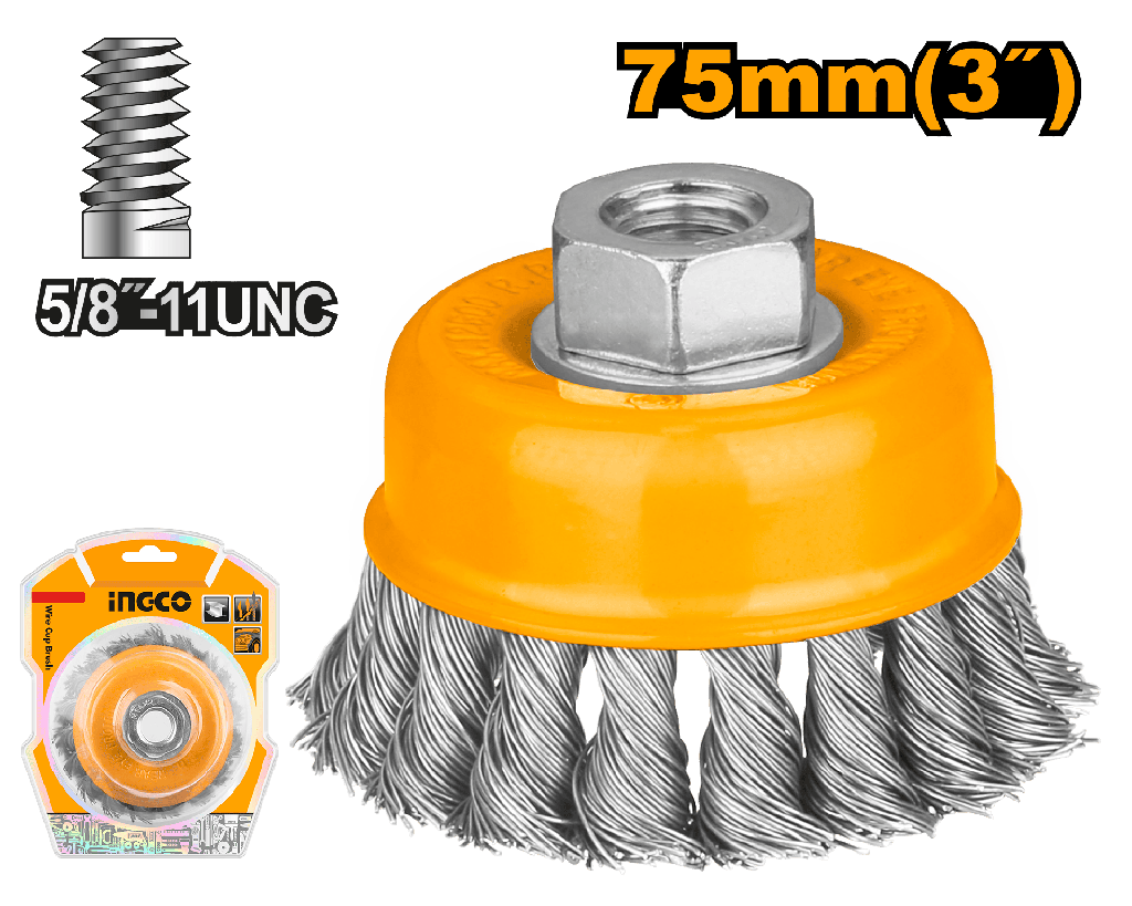 CEPILLO COPA DE ALAMBRE TRENZADO 3" 5/8"