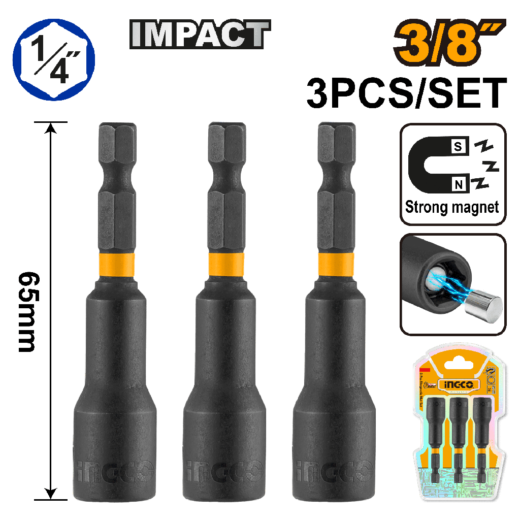 DADO MAGNETICO 3/8" SET 3 PCS