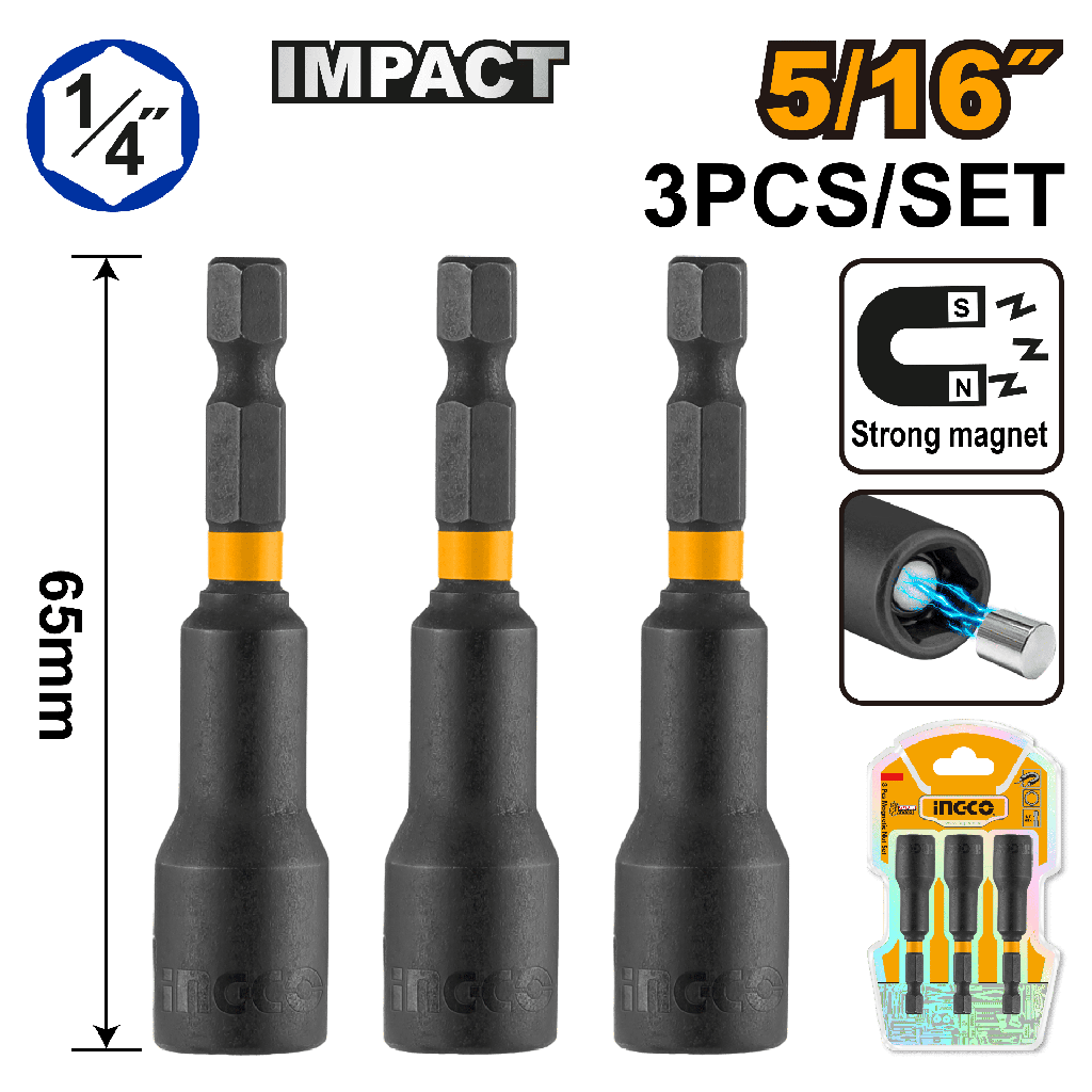 DADO MAGNETICO 5/16" SET 3 PCS