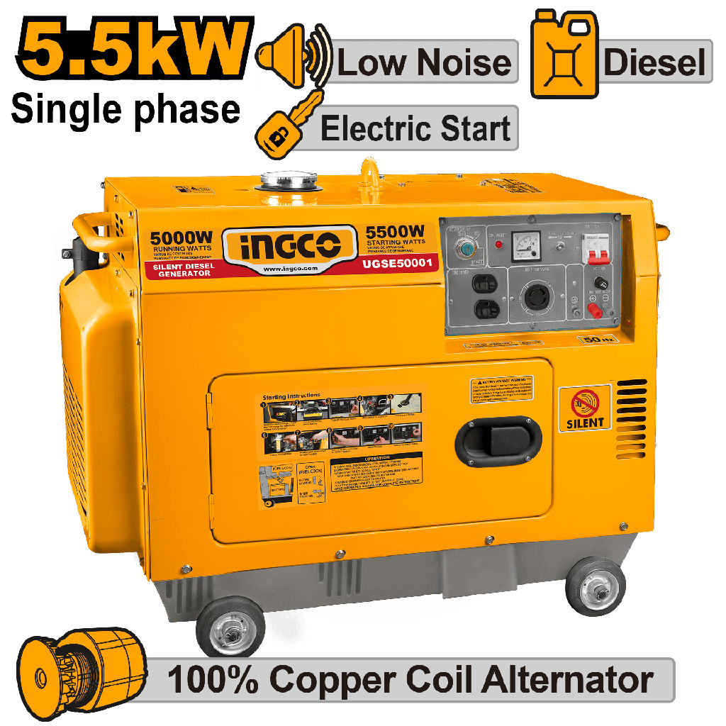 GENERADOR A DIESEL SILENCIOSO 5500W 5KW 418ML 9.0HP