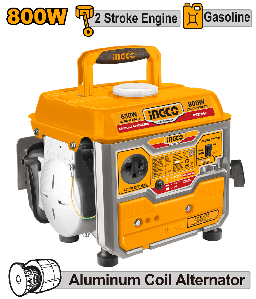 GENERADOR DE GASOLINA 800W 0.65KW 63ML 2TIEMPO