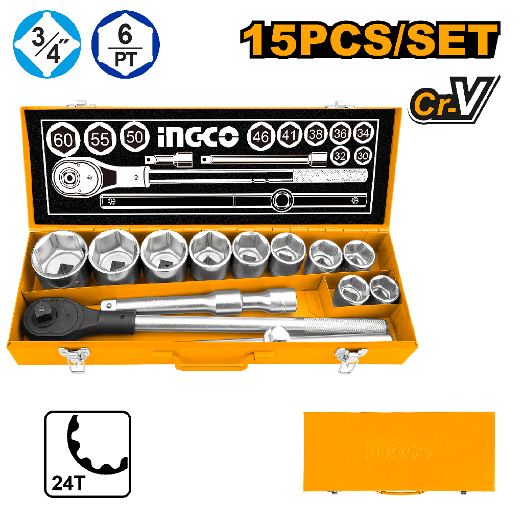 SOCKET 3/4" SET 15PCS