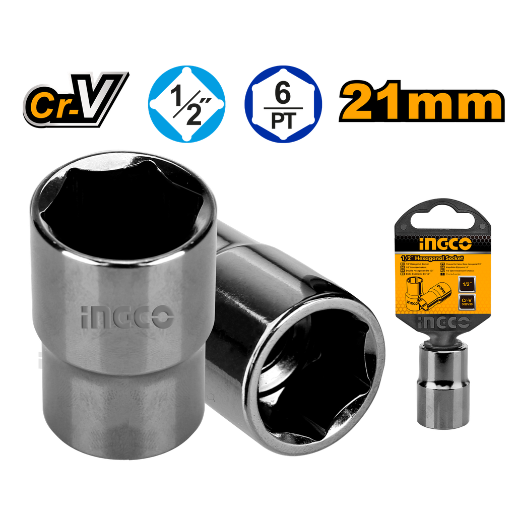 SOCKET HEXAGONAL 1/2 6PT 21MM