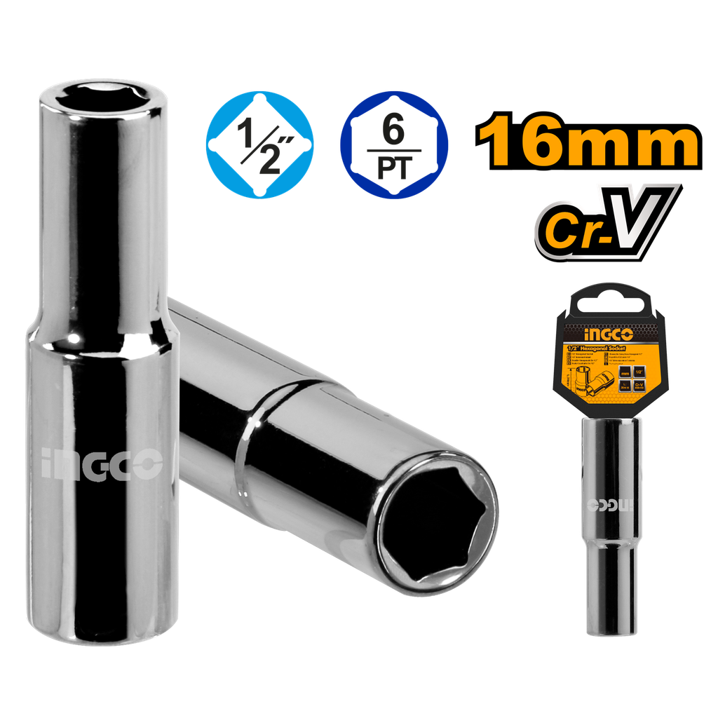 SOCKET HEXAGONAL LARGO 1/2 X 16 MM 6 PT
