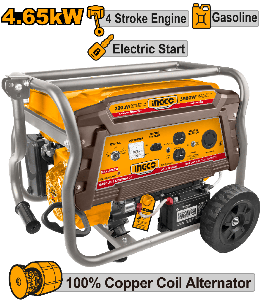 GENERADOR A GASOLINA 4650W 4.65 KW 4 TIEMPO