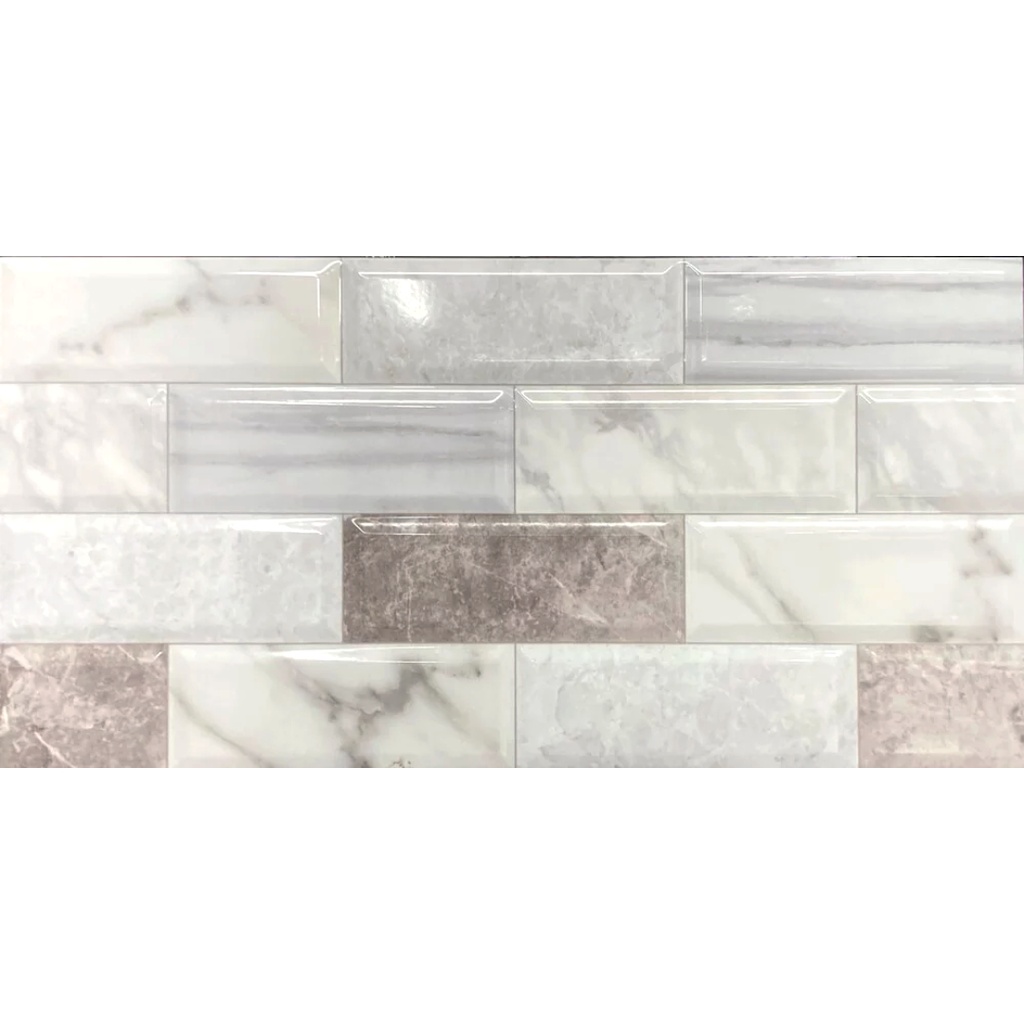 AZULEJO 25 X 50 N. MARBLEBRICK BLANCO (12PZA/2.00MT)