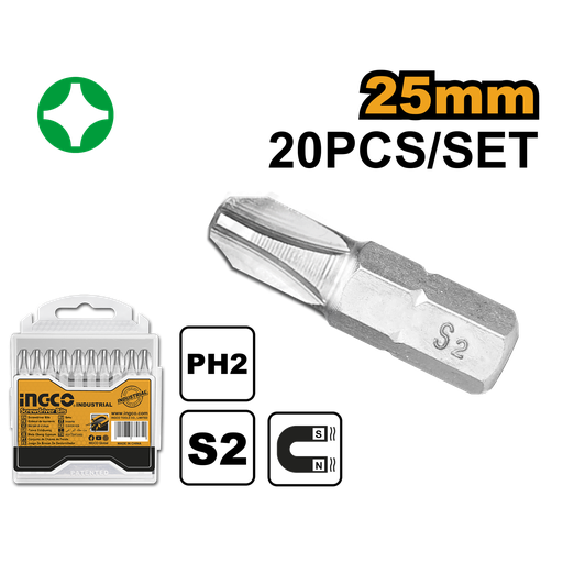 [SDB11PH213-1] PUNTA DESTORNILLADOR PH2 25MM SET 20PCS  (copia)