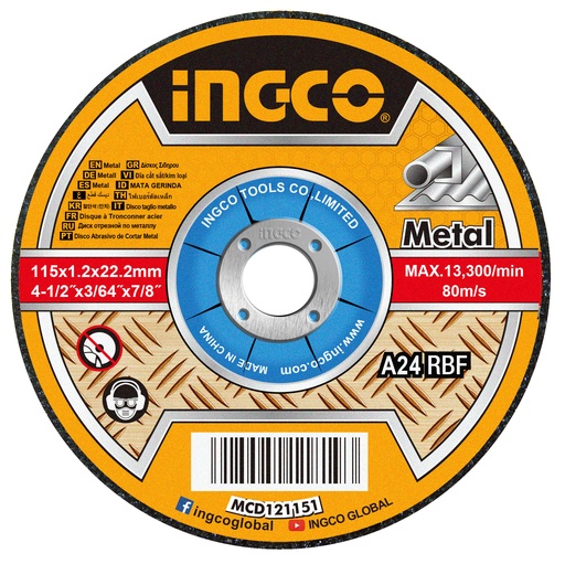 [MCD121155] DISCO DE CORTE METAL ABRASIVO 4-1/2" X 3/64" X 7/8" UNIDAD