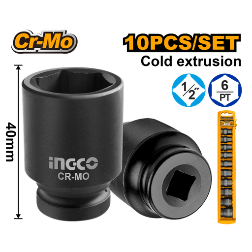 [HKISSD12101] SOCKET DE IMPACTO 1/2" 40MM 10 PCS