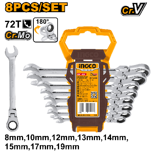 [HKSPAR1083] SET LLAVE DE COMBINACION CON RATCHET FLEX 8 PCS