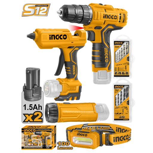 [UCOSLI22121] COMBO INGCO LITIO TALADRO, LINTERNA